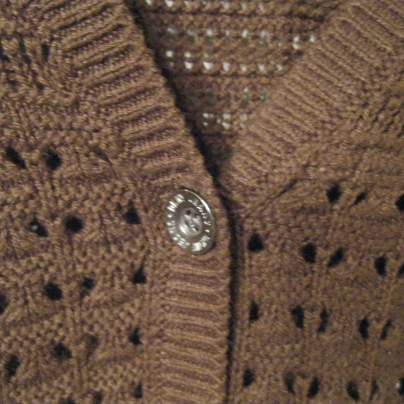 DKNY Open Knit Cardigan LG Dark Brown - Picture 3 of 4